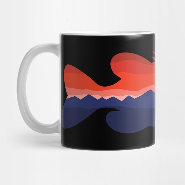 Largemouth Bass Mountains Silhouette Retro GameFish by Art by Ergate